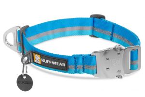 Top Rope fém csattos kék kutya nyakörv - Flagline derékra csatolható kutyapórázok